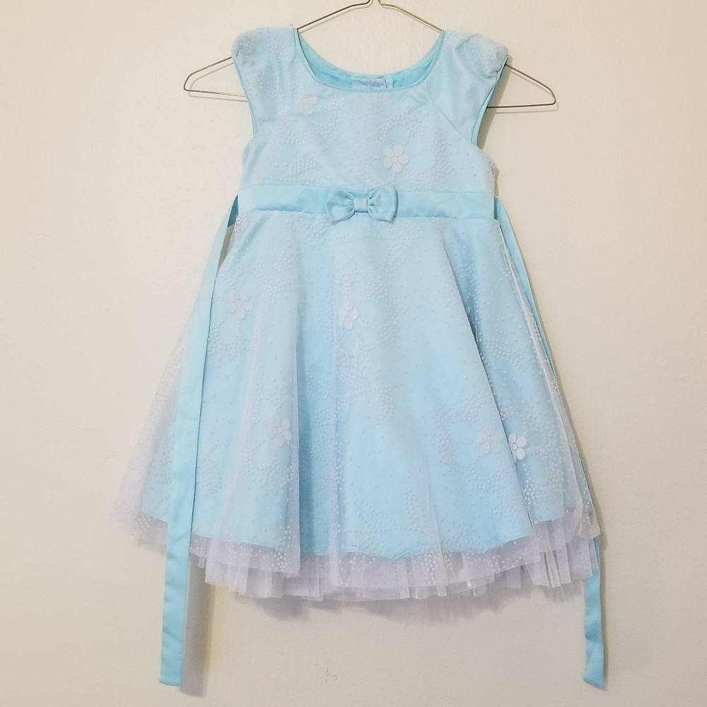 Light Blue Layered Girl's Holiday Formal Dress 3T